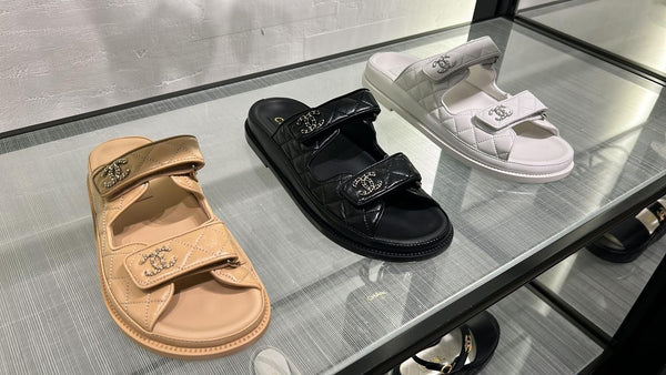 Chanel Leather Backless CC 'Dad' Sandals (Beige)