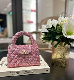 Chanel Kelly Shopping Bag Cotton Tweed Pink & Ecru (Mini)