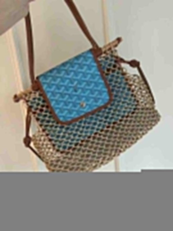Goyard Aligre Raffia Mesh Tote Bag (Blue)