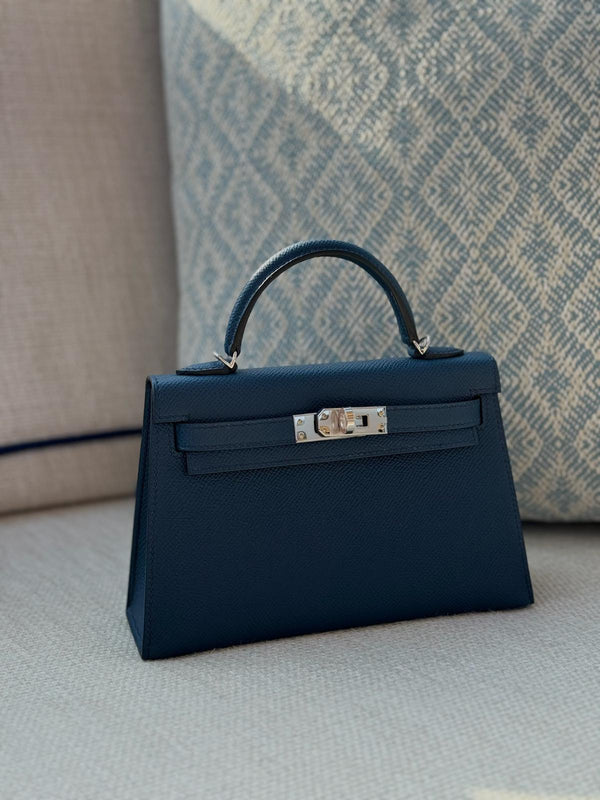 Hermès Mini Kelly 20 Bleu De Prusse PHW