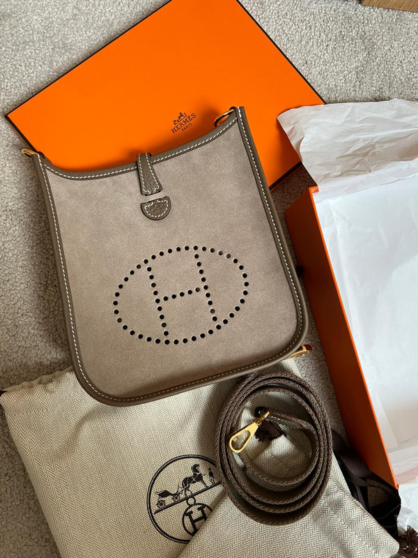 Hermès Mini Evelyne 16 Gris Caillou Doblis and Etoupe GHW