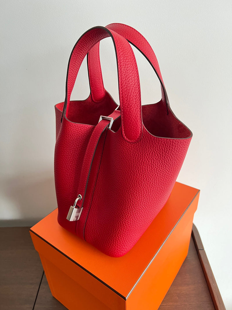 Hermès Picotin 18cm Rouge Casaque, PHW