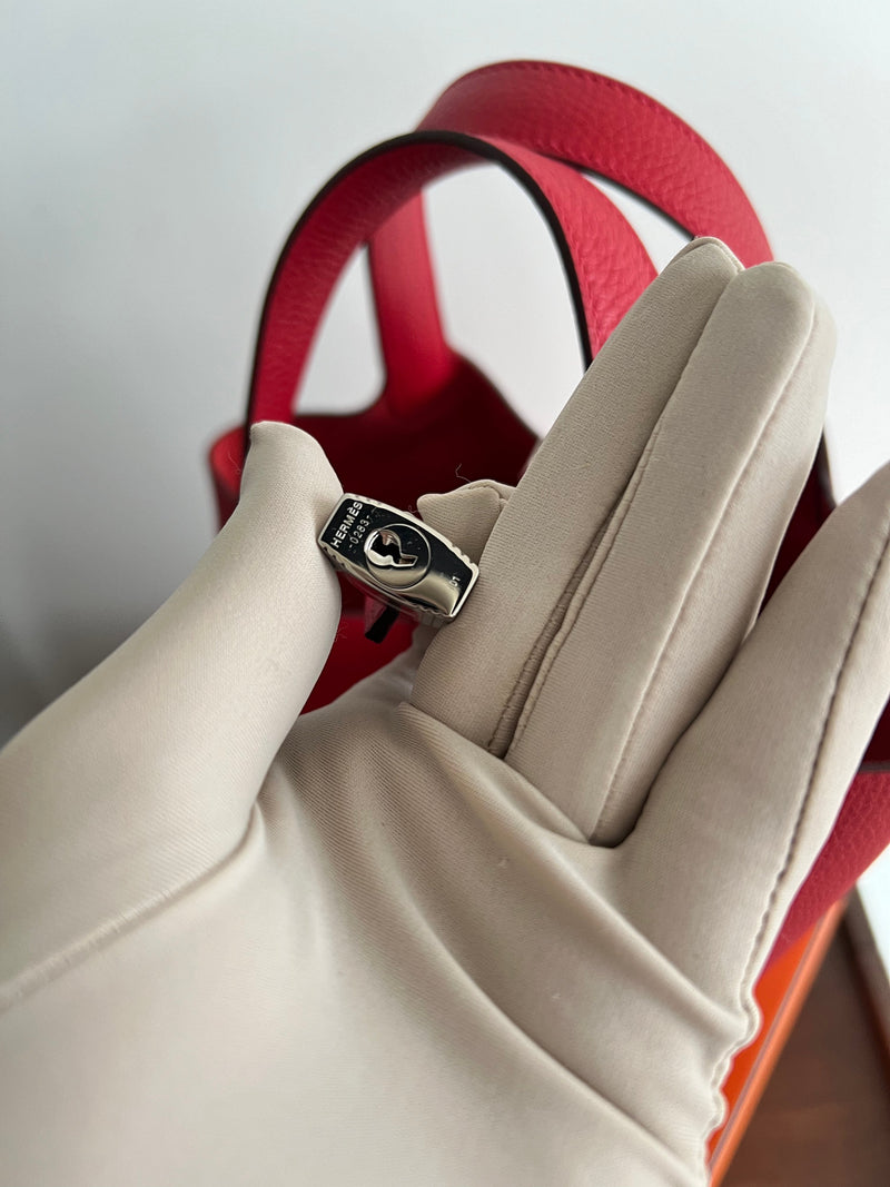 Hermès Picotin 18cm Rouge Casaque, PHW