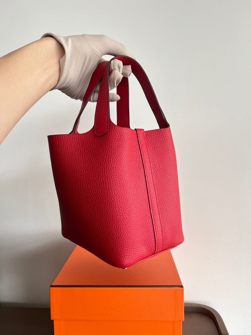 Hermès Picotin 18cm Rouge Casaque, PHW