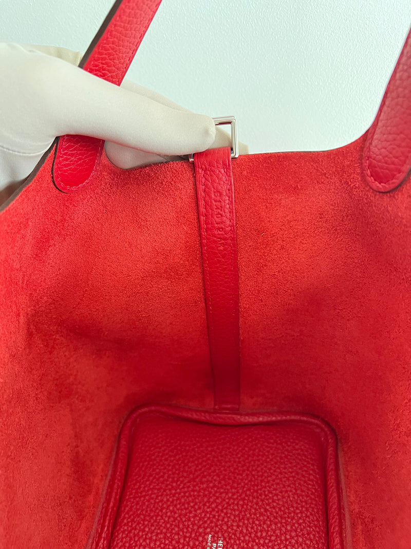 Hermès Picotin 18cm Rouge Casaque, PHW
