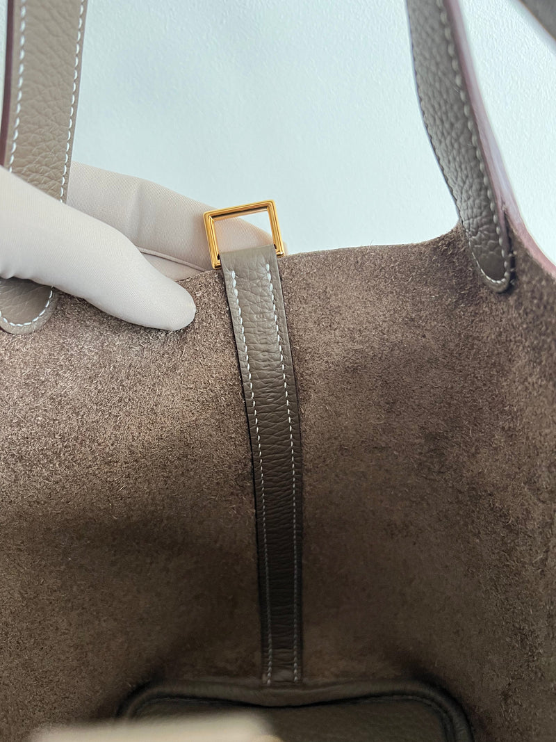 Hermès Picotin 18cm Etoupe Clemence GHW