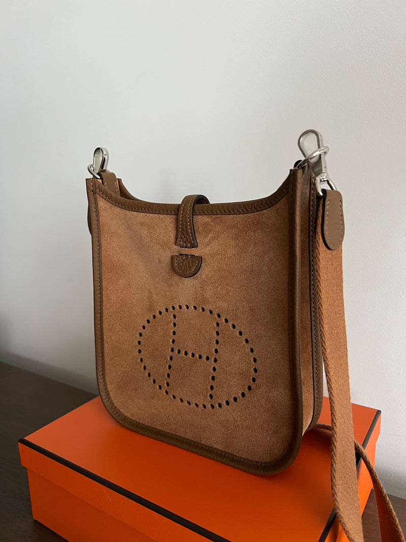 Hermès Mini Evelyne 16 Grizzy Clemence Chamois Alezan Gold GHW