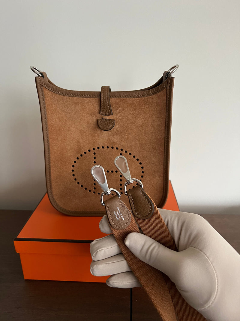 Hermès Mini Evelyne 16 Grizzy Clemence Chamois Alezan Gold GHW