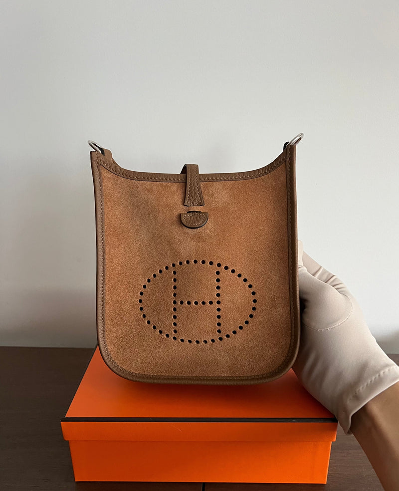Hermès Mini Evelyne 16 Grizzy Clemence Chamois Alezan Gold GHW