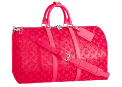 Louis Vuitton Keepall Bandouliere Monogram Mesh 50 Pink