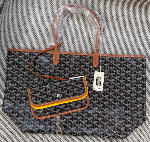 Goyard St Louis PM Tote Bag (Black & Tan)