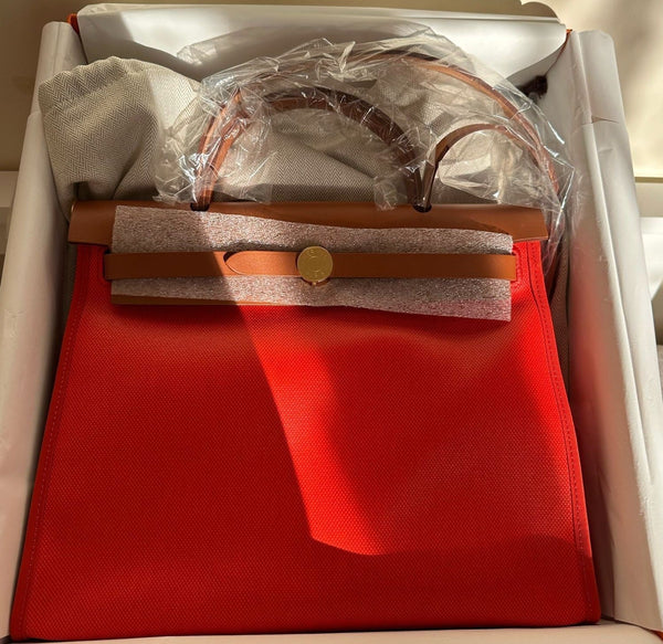Hermès Herbag Zip 31 Bag Orange Mecano GHW