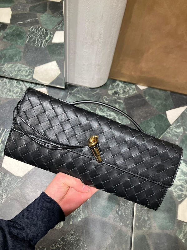 Bottega Veneta Andiamo Long Leather Clutch (Black)