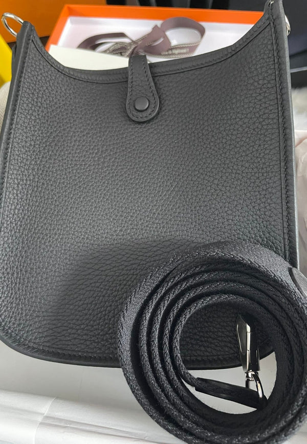 Hermès Mini Evelyne 16 Leather Bag Black Clemence Palladium Hardware