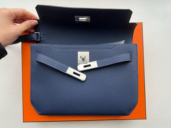 Hermès Kelly Depeches 25 Bleu Saphir Palladium Hardware