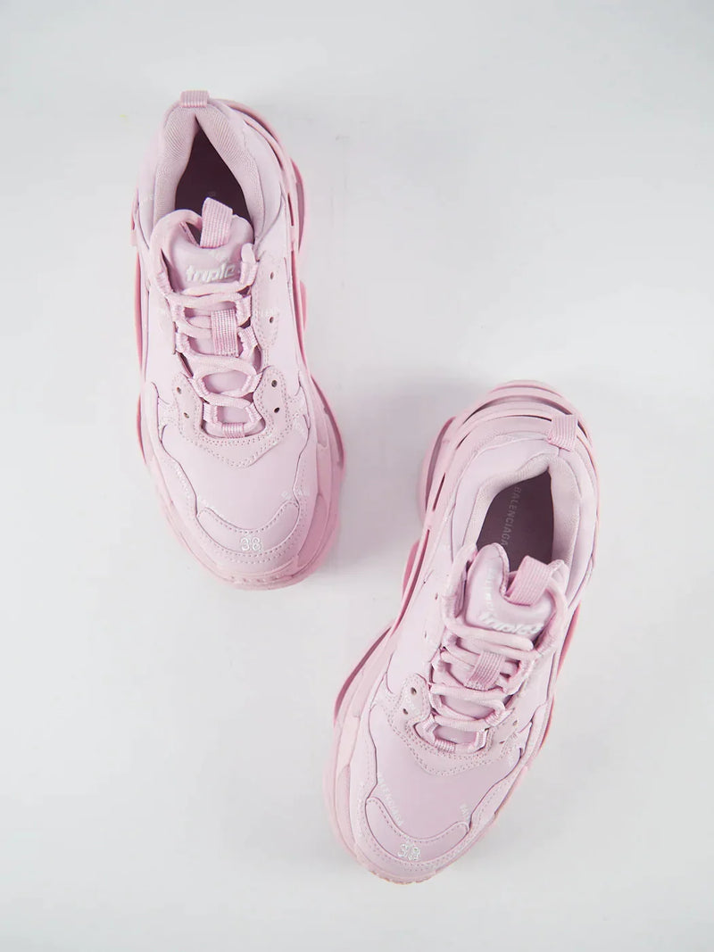 Balenciaga Logo Triple S Trainers (Pink)